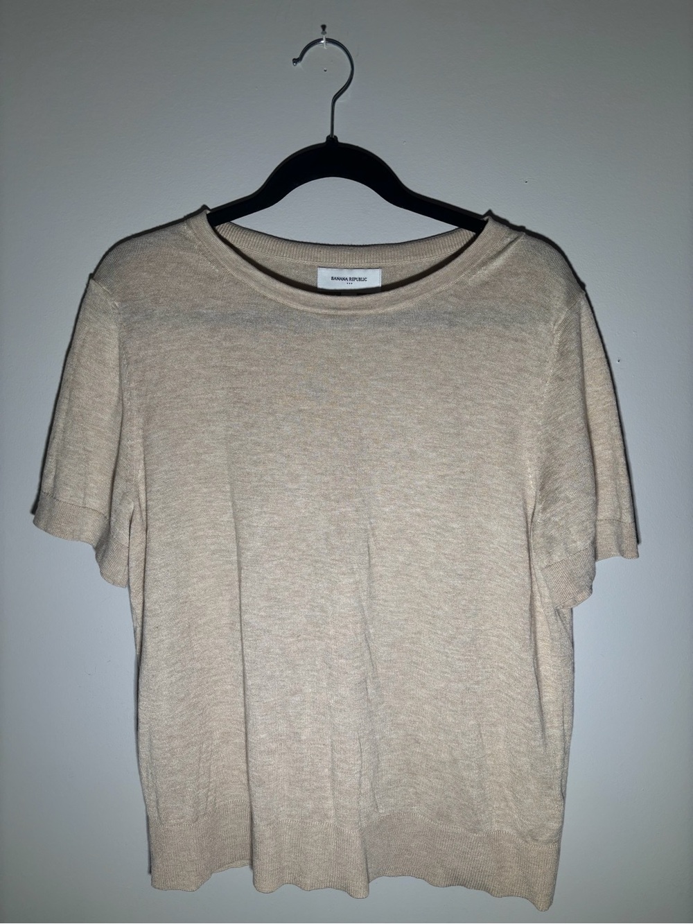 Banana Republic Beige Crewneck Short Sleeve Knit - Picture 1 of 4